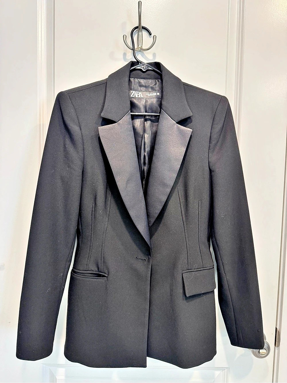 Zara Combination Satin Effect Blazer Black